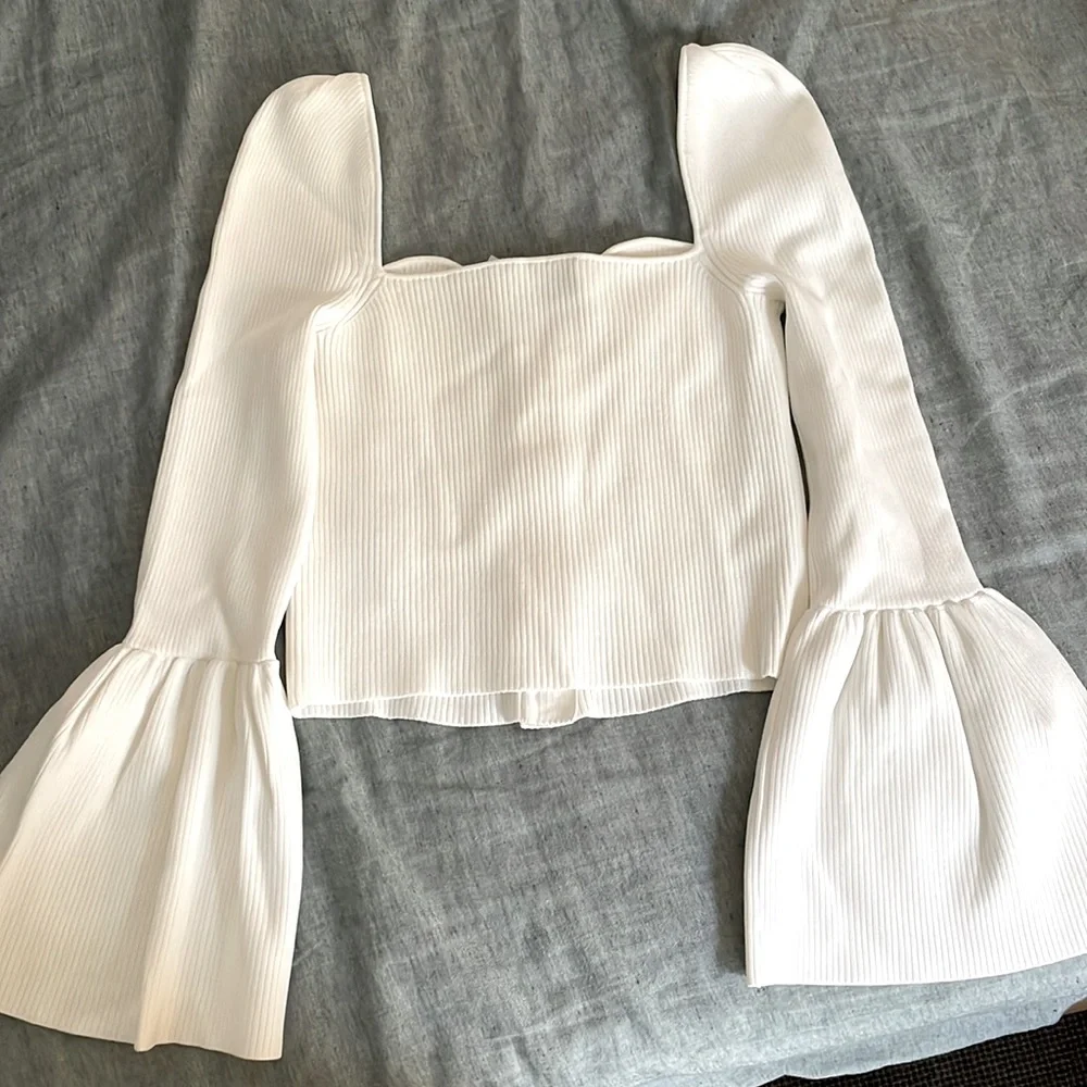 Self-Portrait Ribbed Knit Buttoned Cardigan - Picture 5 of 6